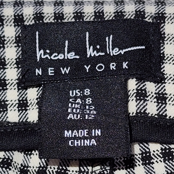 Nicole Miller Womens Pants Black And White Plaid High Waisted Split Leg Size 8 - Picture 3 of 15